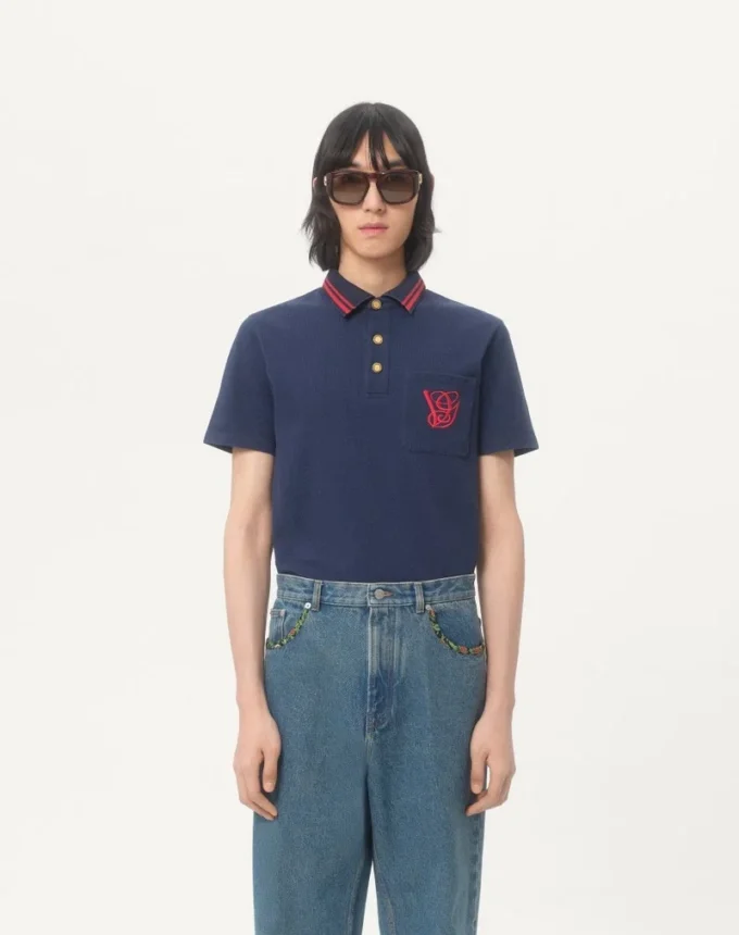 Polo en coton piqué avec broderie VG Polo en coton piqué avec broderie VG