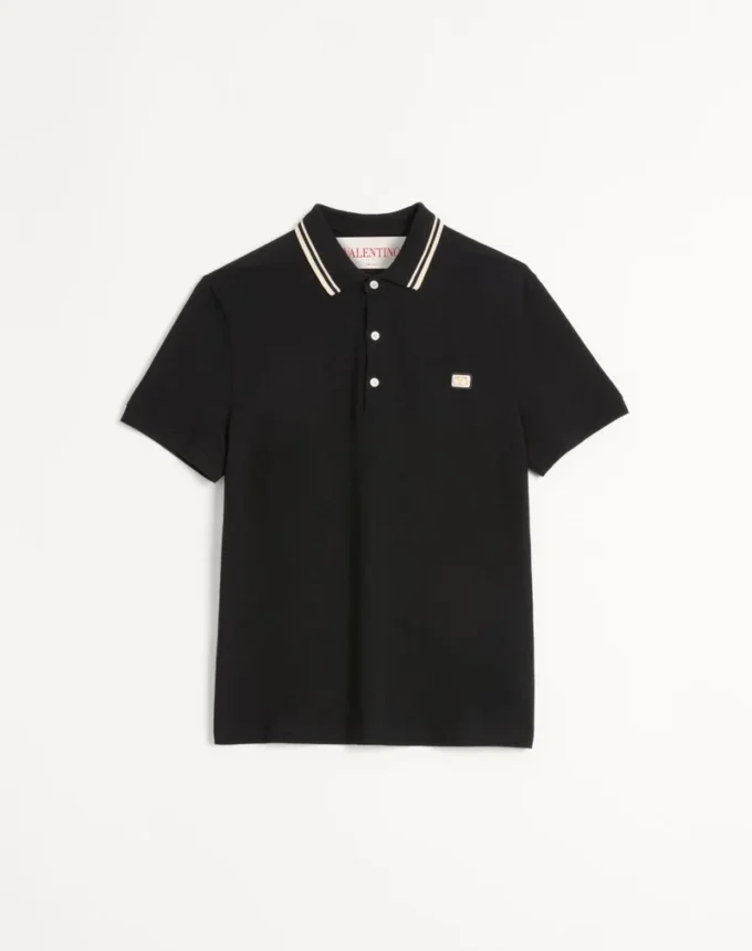 Polo en coton piqué avec patch Vlogo Polo en coton piqué avec patch Vlogo