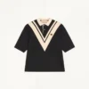 Polo en coton Valentino avec V incrusté et patch panthère brodé Polo en coton Valentino avec V incrusté et patch panthère brodé