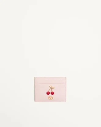 Porte-cartes Cherryfic en cuir de veau grainé