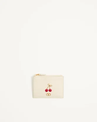 Porte-cartes Cherryfic en cuir de veau grainé