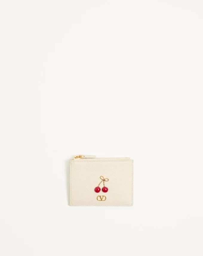 Porte-cartes Cherryfic en cuir de veau grainé Porte-cartes Cherryfic en cuir de veau grainé