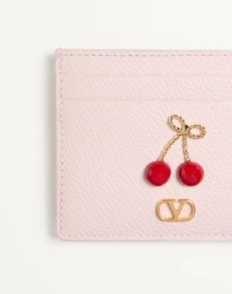 Porte-cartes Cherryfic en cuir de veau grainé