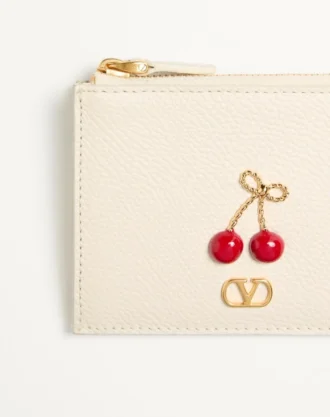 Porte-cartes Cherryfic en cuir de veau grainé