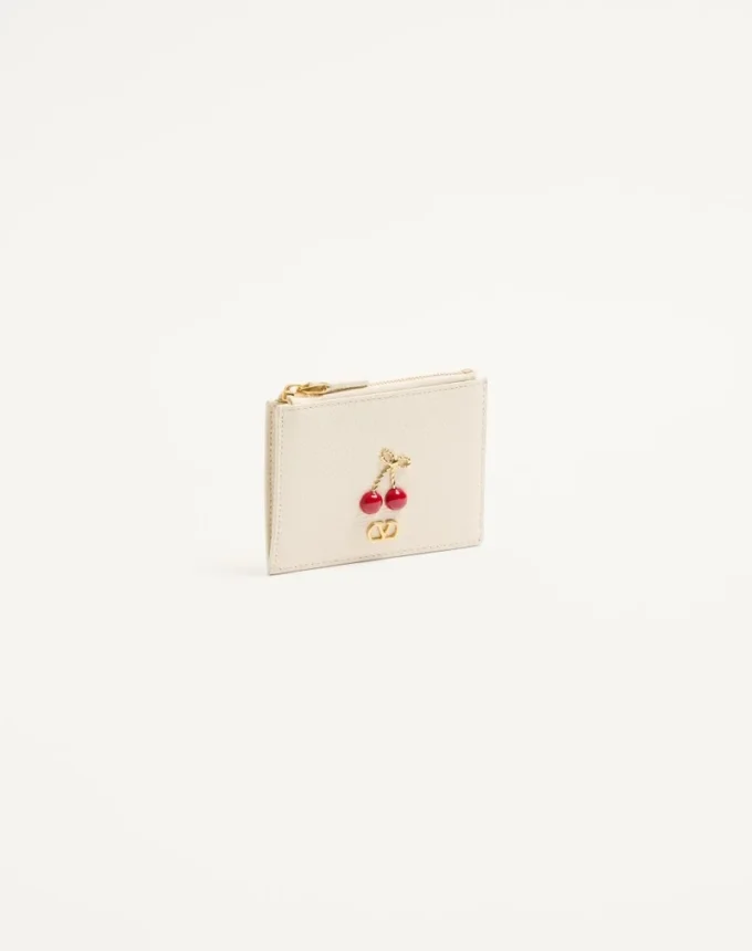 Porte-cartes Cherryfic en cuir de veau grainé Porte-cartes Cherryfic en cuir de veau grainé