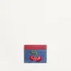 Porte-cartes en denim Vlogo Signature avec broderie Cherryfic Porte-cartes en denim Vlogo Signature avec broderie Cherryfic