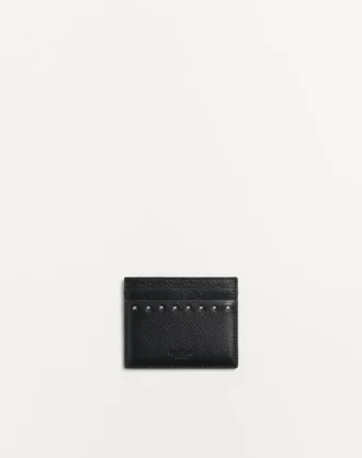 Porte-cartes Rockstud en cuir de veau grainé
