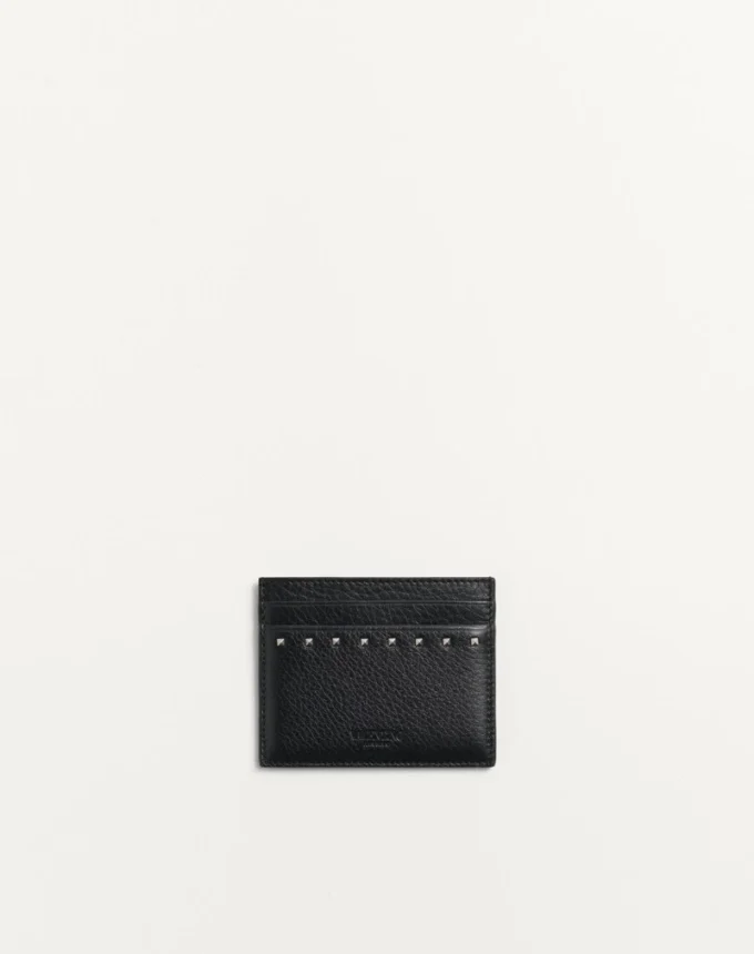 Porte-cartes Rockstud en cuir de veau grainé Porte-cartes Rockstud en cuir de veau grainé
