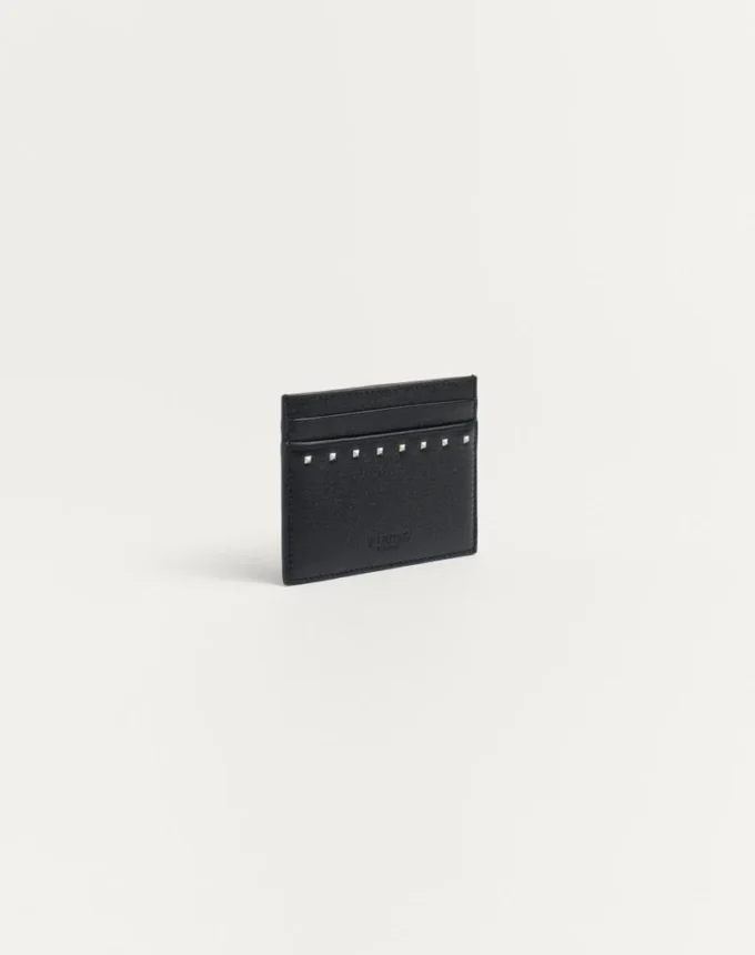 Porte-cartes Rockstud en cuir de veau grainé Porte-cartes Rockstud en cuir de veau grainé