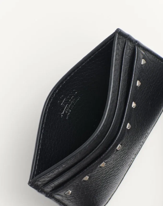 Porte-cartes Rockstud en cuir de veau grainé Porte-cartes Rockstud en cuir de veau grainé