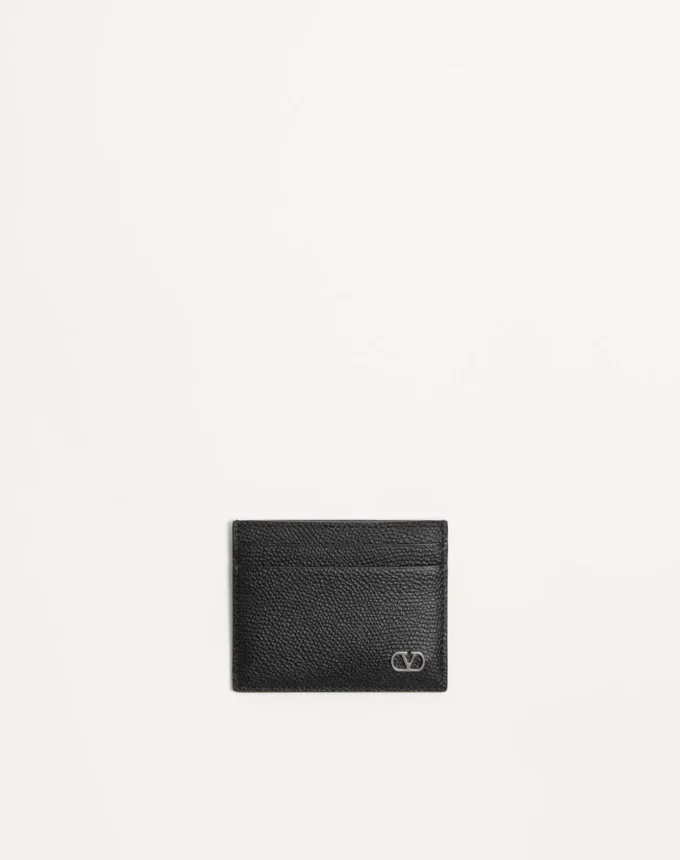 Porte-cartes Valentino Garavani Vlogo Signature en cuir de veau grainé Porte-cartes Valentino Garavani Vlogo Signature en cuir de veau grainé