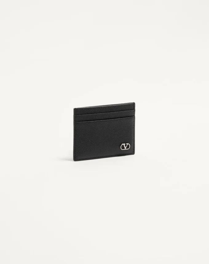 Porte-cartes Valentino Garavani Vlogo Signature en cuir de veau grainé Porte-cartes Valentino Garavani Vlogo Signature en cuir de veau grainé
