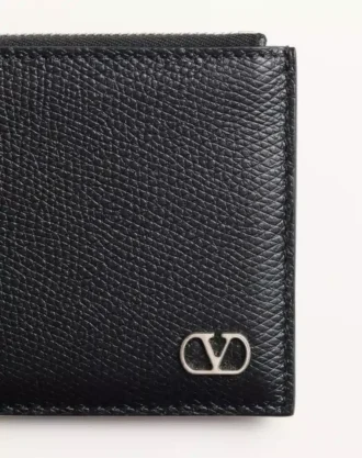 Porte-cartes Vlogo Signature en cuir de veau grainé