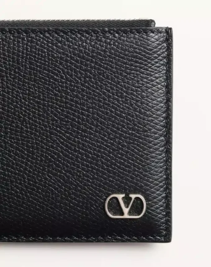 Porte-cartes Vlogo Signature en cuir de veau grainé Porte-cartes Vlogo Signature en cuir de veau grainé