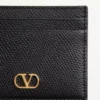 Porte-cartes VLogo Signature en cuir de veau grainé