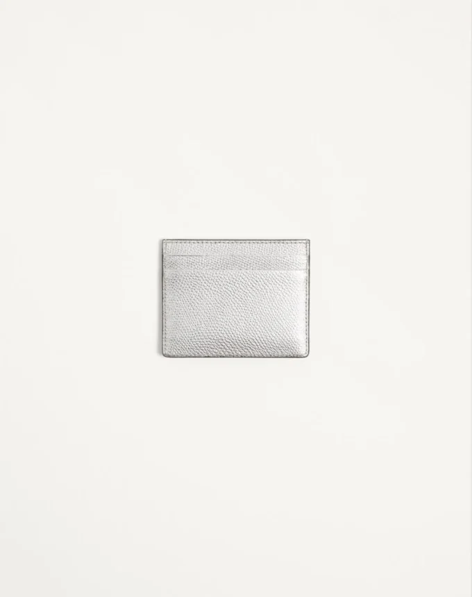 Porte-cartes VLogo Signature en cuir de veau grainé laminé Porte-cartes VLogo Signature en cuir de veau grainé laminé