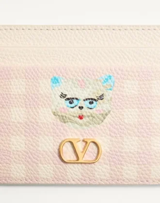 Porte-cartes Vlogo Signature Le Chat De La Maison en cuir de veau grainé