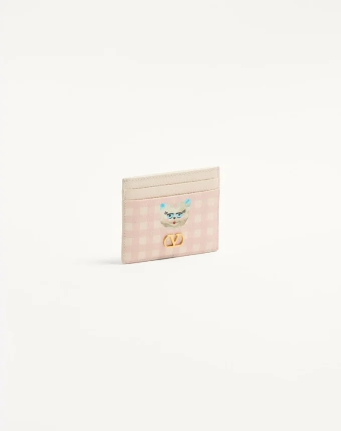Porte-cartes Vlogo Signature Le Chat De La Maison en cuir de veau grainé Porte-cartes Vlogo Signature Le Chat De La Maison en cuir de veau grainé