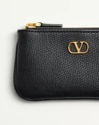 Porte-clés Vlogo Signature en cuir de veau grainé