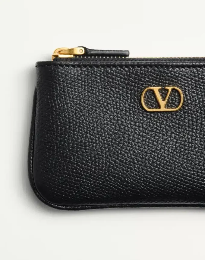 Porte-clés Vlogo Signature en cuir de veau grainé