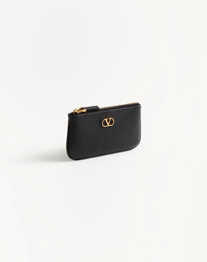 Porte-clés Vlogo Signature en cuir de veau grainé