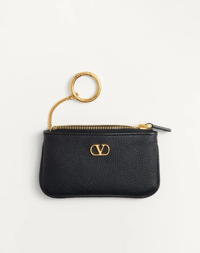 Porte-clés Vlogo Signature en cuir de veau grainé