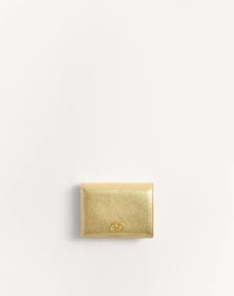Portefeuille en cuir de veau grainé laminé Vlogo Signature