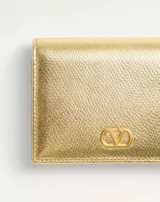 Portefeuille en cuir de veau grainé laminé Vlogo Signature