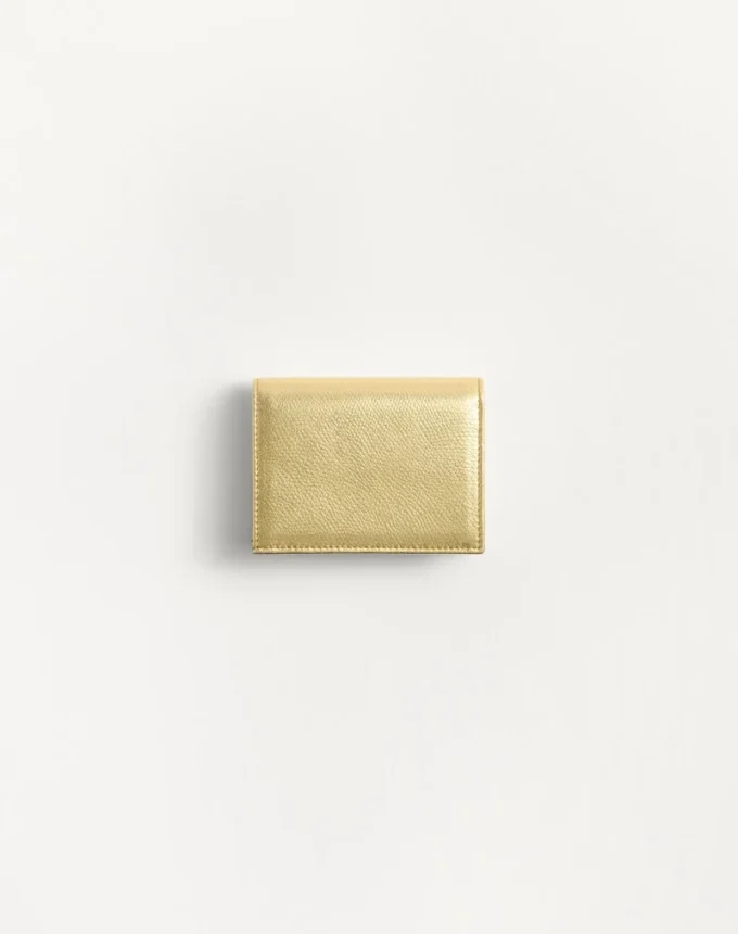 Portefeuille en cuir de veau grainé laminé Vlogo Signature Portefeuille en cuir de veau grainé laminé Vlogo Signature