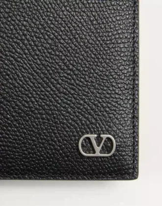 Portefeuille en cuir de veau grainé VLogo Signature