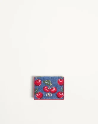 Portefeuille en denim Vlogo Signature avec broderie Cherryfic