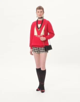 Portefeuille Rockstud avec chaîne en cuir de veau grainé