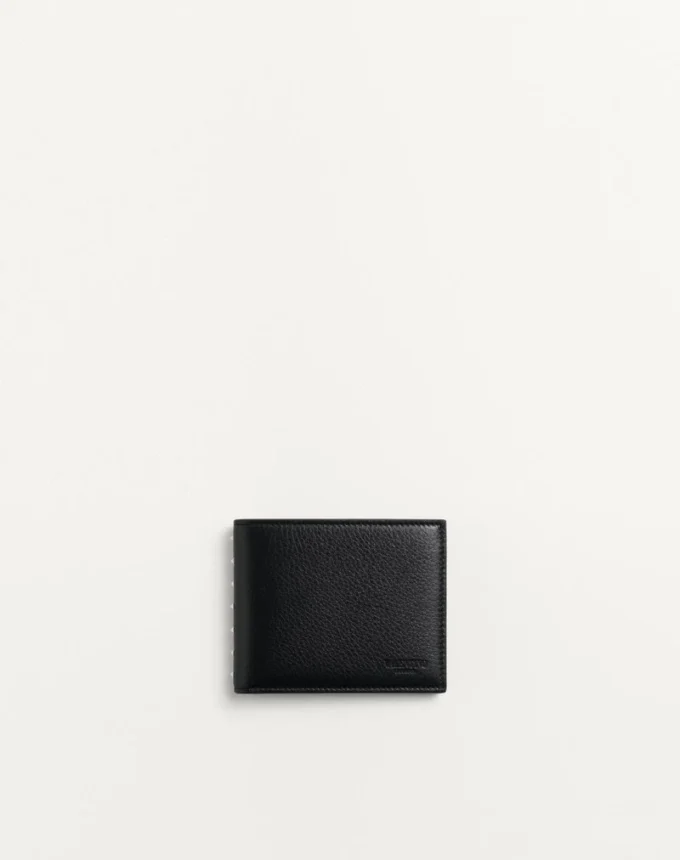 Portefeuille Rockstud en cuir de veau grainé Portefeuille Rockstud en cuir de veau grainé