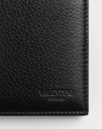 Portefeuille Rockstud en cuir de veau grainé