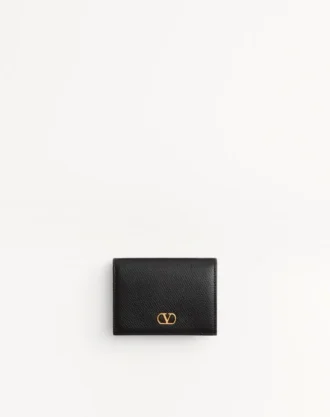 Portefeuille VLogo Signature en cuir de veau grainé