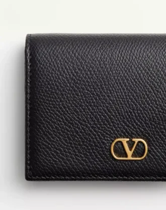 Portefeuille VLogo Signature en cuir de veau grainé