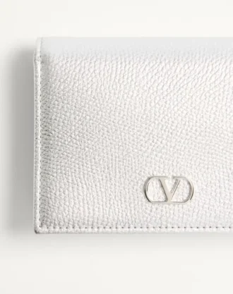 Portefeuille VLogo Signature en cuir de veau grainé laminé
