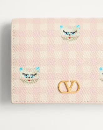Portefeuille VLogo Signature en cuir de veau grainé Le Chat De La Maison