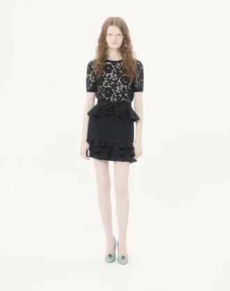 Jupe courte en crêpe couture