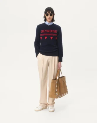 Pull en laine avec motif jacquard Chez Valentino