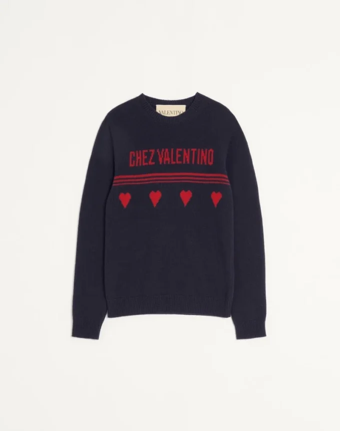 Pull en laine avec motif jacquard Chez Valentino Pull en laine avec motif jacquard Chez Valentino