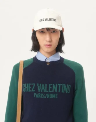 Pull en laine et coton avec motif jacquard Chez Valentino
