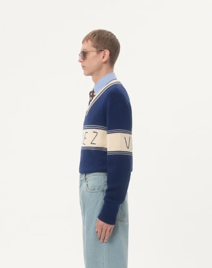 Pull en laine et coton avec motif jacquard Chez Valentino Pull en laine et coton avec motif jacquard Chez Valentino