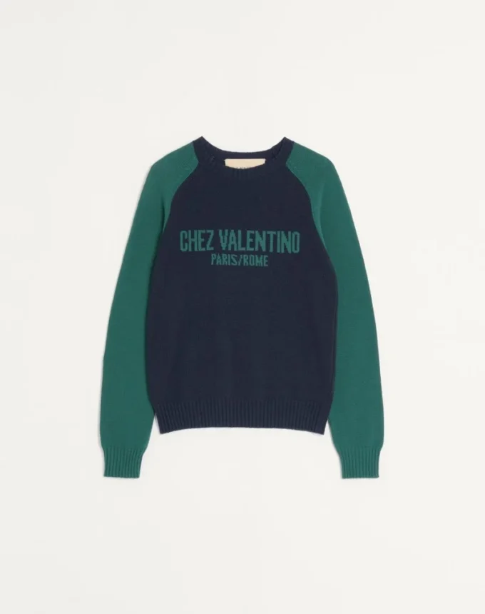 Pull en laine et coton avec motif jacquard Chez Valentino Pull en laine et coton avec motif jacquard Chez Valentino