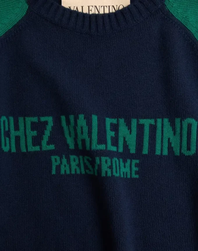 Pull en laine et coton avec motif jacquard Chez Valentino Pull en laine et coton avec motif jacquard Chez Valentino
