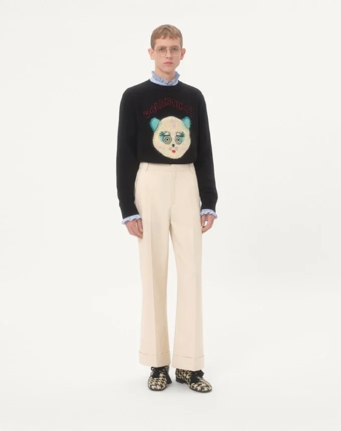 Pull en laine et coton avec patch Le Chat De La Maison Pull en laine et coton avec patch Le Chat De La Maison