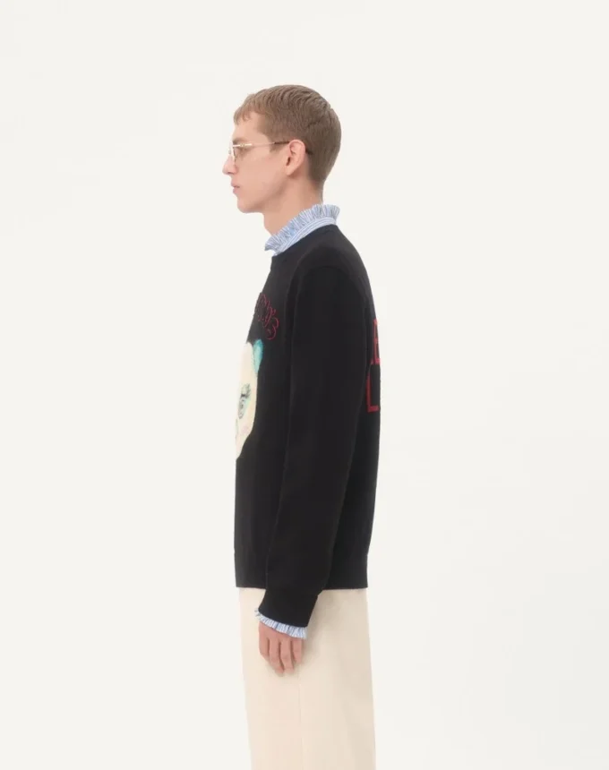 Pull en laine et coton avec patch Le Chat De La Maison Pull en laine et coton avec patch Le Chat De La Maison