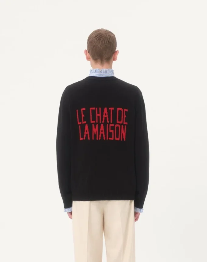 Pull en laine et coton avec patch Le Chat De La Maison Pull en laine et coton avec patch Le Chat De La Maison