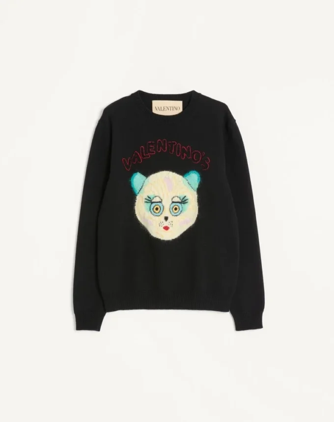 Pull en laine et coton avec patch Le Chat De La Maison Pull en laine et coton avec patch Le Chat De La Maison