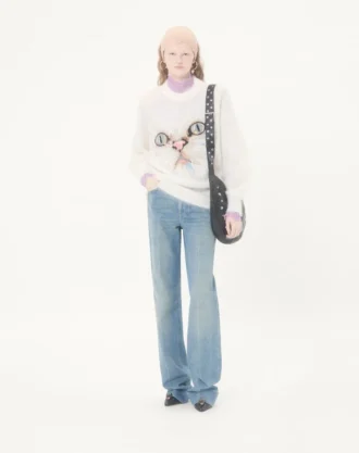 Pull en laine mohair brodé
